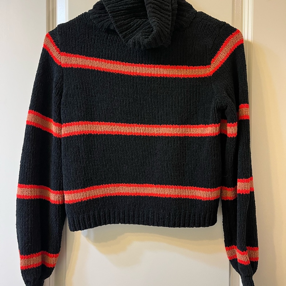 Black and Orange Striped Retro Women's Sweater
